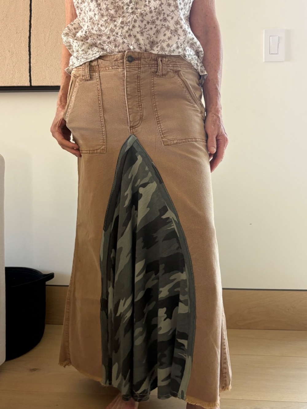 Vintage Pilcro trouser with a camo soft insert .